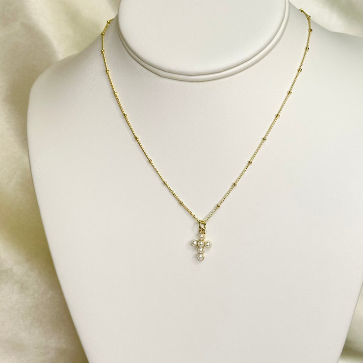 LIO - Pearl Cross Necklace